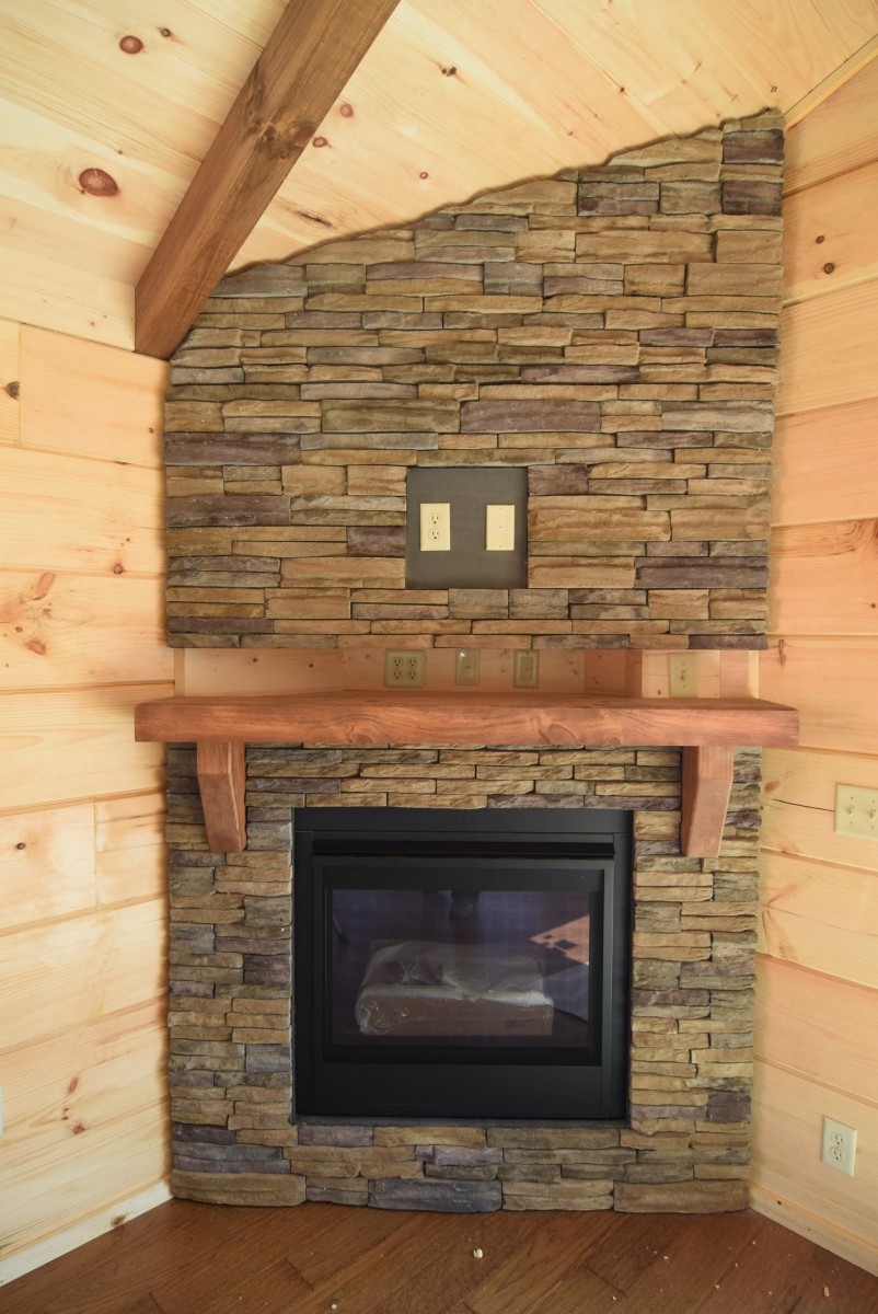 Full Stone Fireplace shown with Stained Mantle option