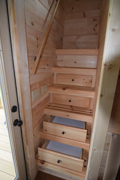 Log Stairs with drawers